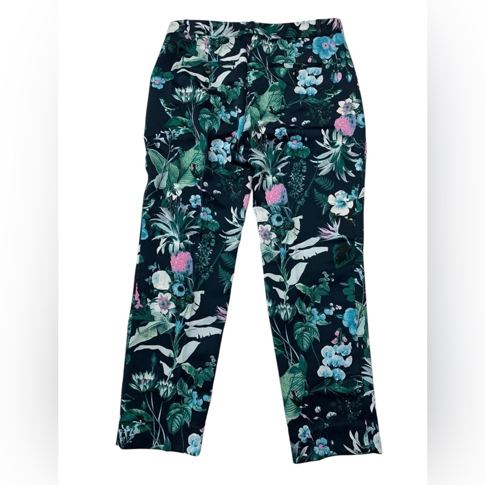 Banana Republic Silky Tropical Floral Navy Blue Pink Avery Pants Sz 4 NWT